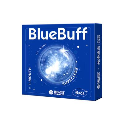 【自营】海昌蓝buff隐形近视眼镜月抛盒6片水凝胶透明正品水润