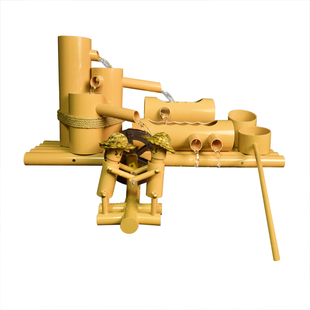 创意PVC竹子小人流水器水车鱼缸过滤增制氧景观喷泉流水摆件循环