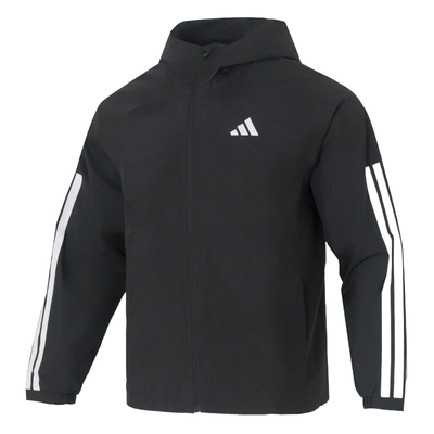 【自营】Adidas阿迪达斯外套男装休闲运动服梭织连帽夹克JM1056