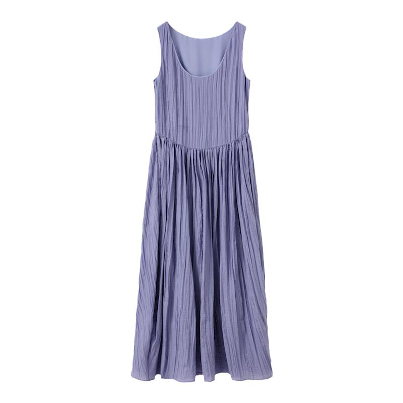 【现货】RUISHI芮时 一字领立体褶皱花苞裙无袖连衣裙长裙女夏季