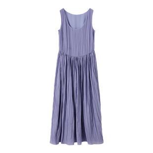 RUISHI芮时 一字领立体褶皱花苞裙无袖连衣裙2前后两穿长裙女夏季