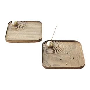 西泠印象山水禅香黑胡桃木家用香插香拖线香底座线香托盘摆件创意木质线香香炉禅意茶座卧室香薰送礼节日礼物