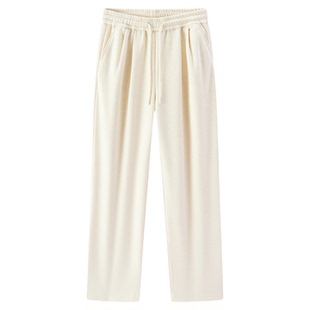 森马休闲裤女冬季宽松白色裤子仿呢阔腿裤垂感2025新款慵懒糯米裤