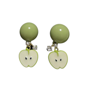 青春之歌 黄打屁原创设计青苹果安藤忠雄可爱甜闪氛围925耳钉耳夹