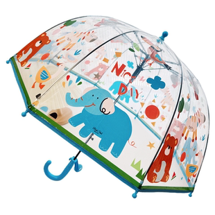 韩系ins可爱云朵大象自动拱形透明长柄伞 幼儿园小学儿童雨伞男女