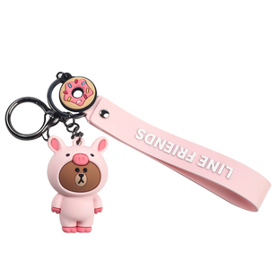 韩国Line Friends可爱布朗熊公仔钥匙扣腕带挂件包包挂饰坠女礼品