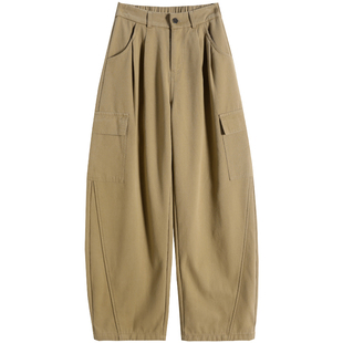 加绒弯刀工装裤女冬季2026新款美式登山运动裤窄版牛仔阔腿香蕉裤