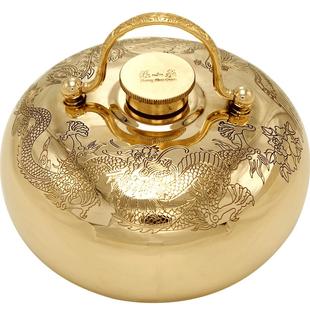 汤婆子张小泉纯黄铜制老式婆婆烫捂手壶加厚女暖手宝冲注水热水袋