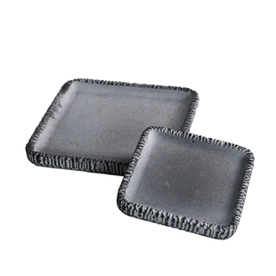 花卉简约黑色个性艺术水泥长方形花盆底座托盘花托托底花盘盛水盘