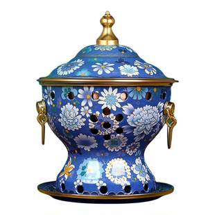 景泰蓝铜火锅小火锅单人锅小铜锅酒精小火锅家用火锅商用涮肉锅具