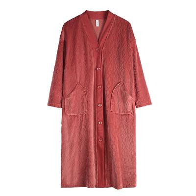 轩靓女秋冬款海岛绒睡袍家居服