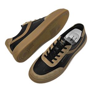 七匹狼黑色德训鞋男春季新款原创真皮男士板鞋百搭阿甘休闲鞋子男