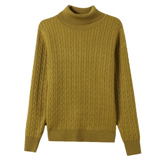 高端羊绒衫女高领一体绒毛衣冬季两翻领加绒加厚短款打底衫