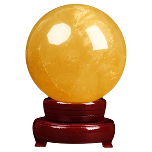 【老师推荐】真黄色水晶球天然招财圆球高端摆件大小号做生意开业