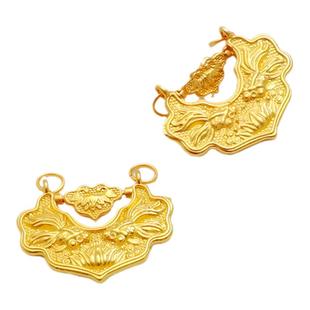 18k包金保色哑金如意锁双吊坠锆石蝴蝶滴油串项链吊饰diy饰品配件