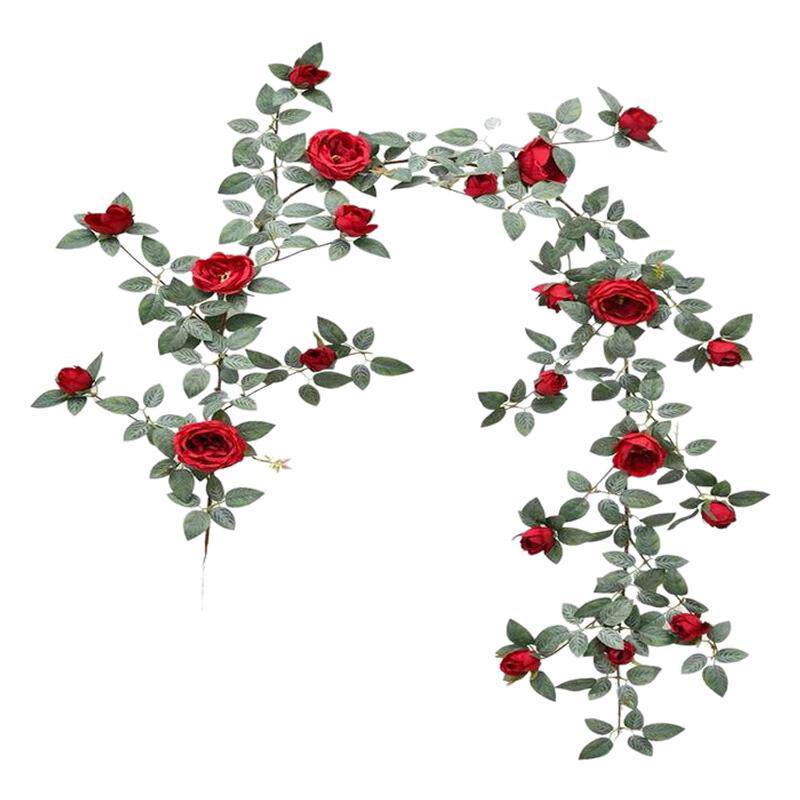 仿真花墙墙饰仿真玫瑰花蔓墙面壁挂条酒店造景水管道遮丑装饰花