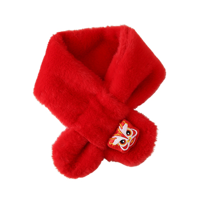 马年毛绒红色围巾幼儿园新年礼物小礼品儿童创意实用奖品学生围脖
