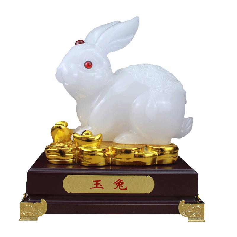 兔子摆件大号白玉兔可爱小白兔生肖兔招财创意家居客厅装饰品简约