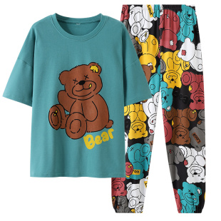 儿童睡衣男童春秋纯棉中大童夏款短袖长裤男孩夏天半袖亲子家居服