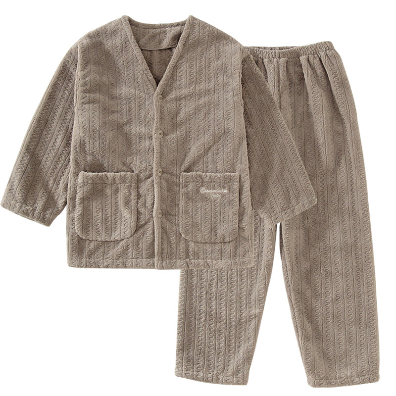珊瑚绒睡衣男女情侣款加厚保暖法兰绒家居服套装可外穿秋冬装亲子