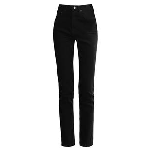 高级感高腰小黑裤显瘦牛仔裤高个子加长小直筒女弹力烟管裤子春秋