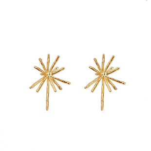 小众独特设计感烟花造型耳环复古夸张金属冷淡风18K金色耳钉耳饰
