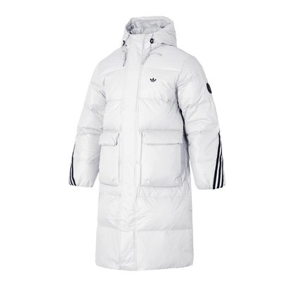 阿迪达斯三叶草长款羽绒服女装男装冬季新款白色羽绒外套KC2566