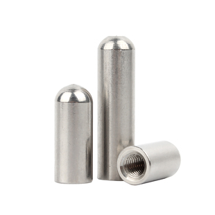 304不锈钢内螺纹圆头圆柱销牙销钉带孔销子空心销定位销M4M5M6M8