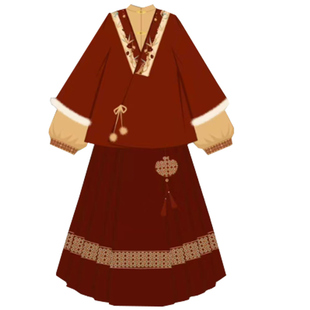 梦回风华(红梅)明制新款拜年服汉服女短袄对交穿加绒马面裙日常冬