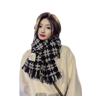格子围巾冬季女2025新款高级感韩版百搭保暖大披肩仿羊绒围脖情侣
