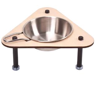 宠物不锈钢双层隔热食品级宠物零食盘带手柄护颈防打翻防滑静音垫