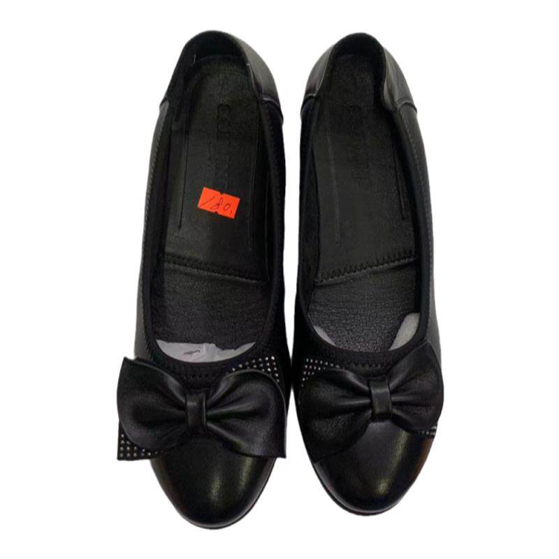 母亲节礼物赛狼蝴蝶结黑色女皮鞋大码Women's leather shoes