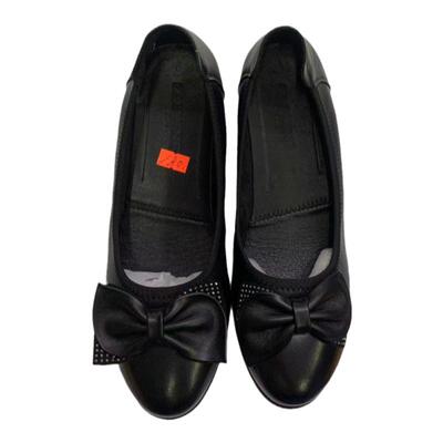 母亲节礼物赛狼蝴蝶结黑色女皮鞋大码Women's leather shoes
