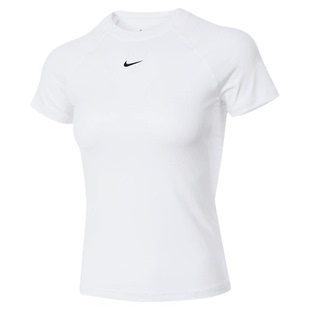 Nike耐克短袖女小勾短款瑜伽训练修身款速干运动T恤衫FV7843-100