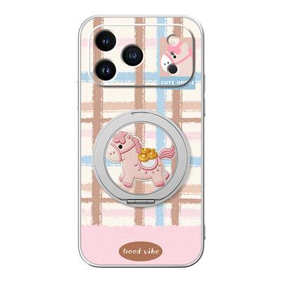 适用苹果16手机壳iphone17ProMax苹果15/14新款13磁吸支架xs2026新年11/12女款16plus卡通小羊皮air格子小马