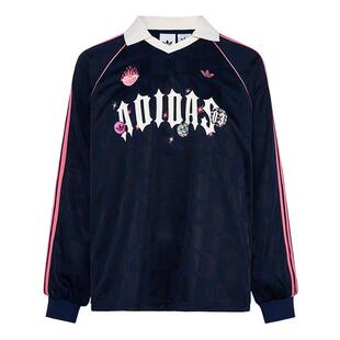 情人节款翻领运动长袖上衣T恤女装新款adidas阿迪达斯官方三叶草