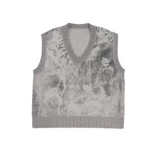 无感官&浮游野人「炭笔绘」中性文艺马甲秋冬叠穿针织背心V领毛衣