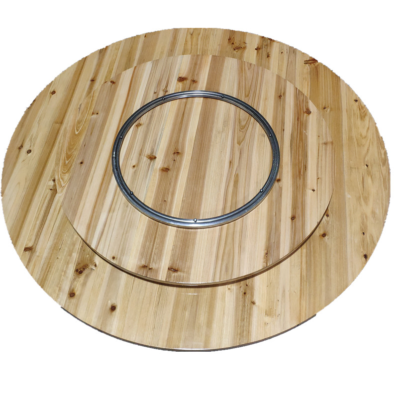 家用酒店实木杉木大圆桌折叠桌实木转盘酒席饭店圆形餐桌杉木转盘