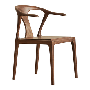 yamoo北美黑胡桃木餐椅北欧简约实木书椅家用书房靠背扶手座椅