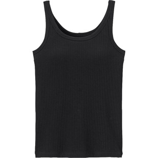 出口日本外贸女装春秋季罗纹弹力92%棉美胸带BRA一体内搭打底背心