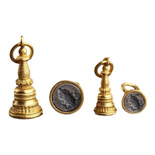 925纯银镀金古法金藏式吊坠佛塔转轮手串diy配饰挂件番禺银饰配件