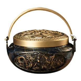 龙凤呈祥黄铜暖手炉烧碳家用室内空熏杯品香炉结婚喜庆火铳盘香炉