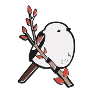 海洛迪自然教育山雀鸟腊梅枫叶松树动物金属胸针徽章鸟类节日礼物