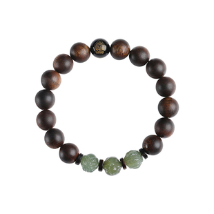 高端奇楠沉香三合手串男士真品野生老料沉香木和田玉手链女沉水级