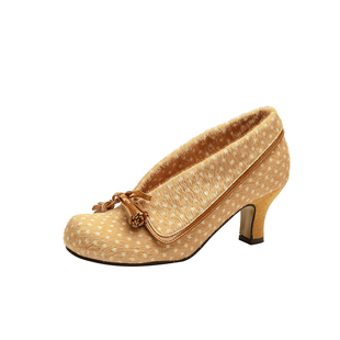 法式绝美圆头高跟鞋女粗跟流苏马毛毛玛丽珍鞋波点单鞋设计感小众