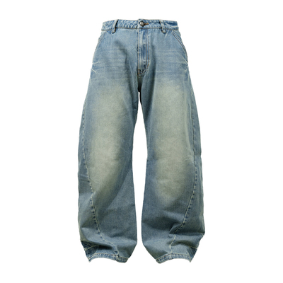 POH水波纹洗水微喇结构牛仔裤