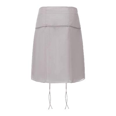 cheap art label灰色雪纺百褶裙中式绳扣系结半身裙女26春季新款