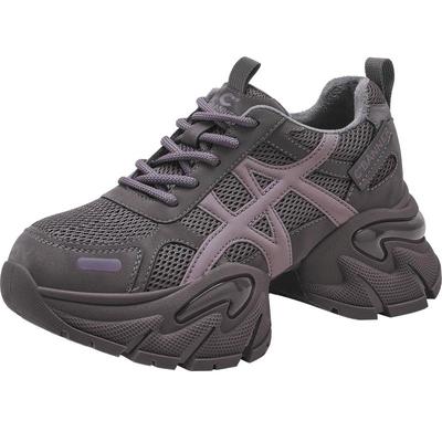 千百度加绒老爹鞋女2025冬季新款厚底增高运动鞋透气百搭休闲鞋女