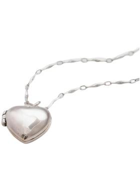 可打开装照片复古纯银吊坠心形