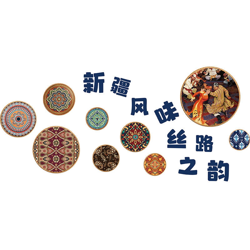 新疆民族风墙面氛围装饰摆件复古餐饮饭店面馆挂画火锅烧烤肉贴纸